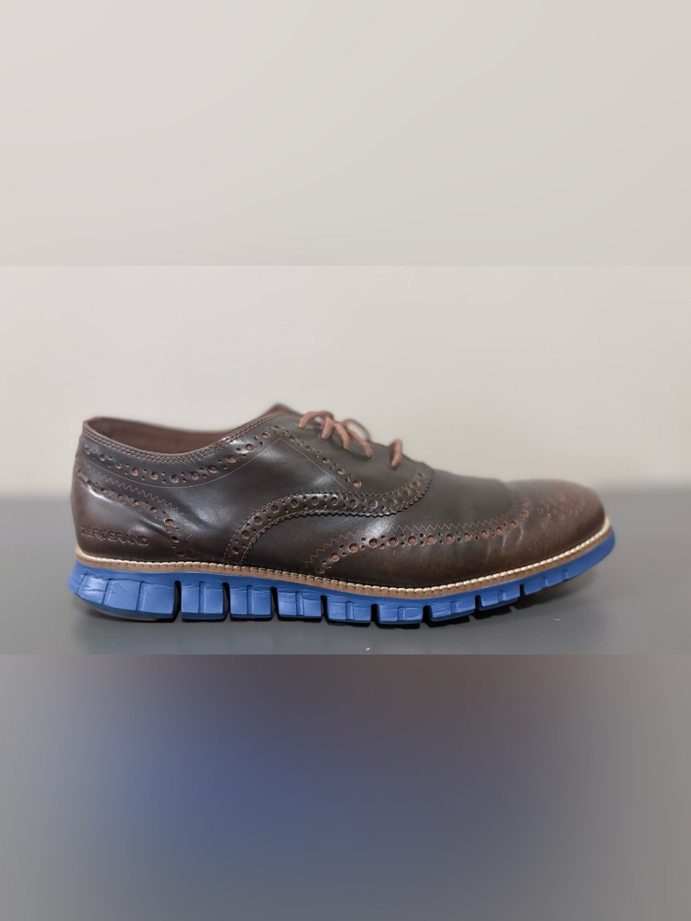 Cole Haan Zerogrand Wingtip Oxford Shoes Men’s Size 12 Brown Leather Blue Sole - Picture 4 of 11